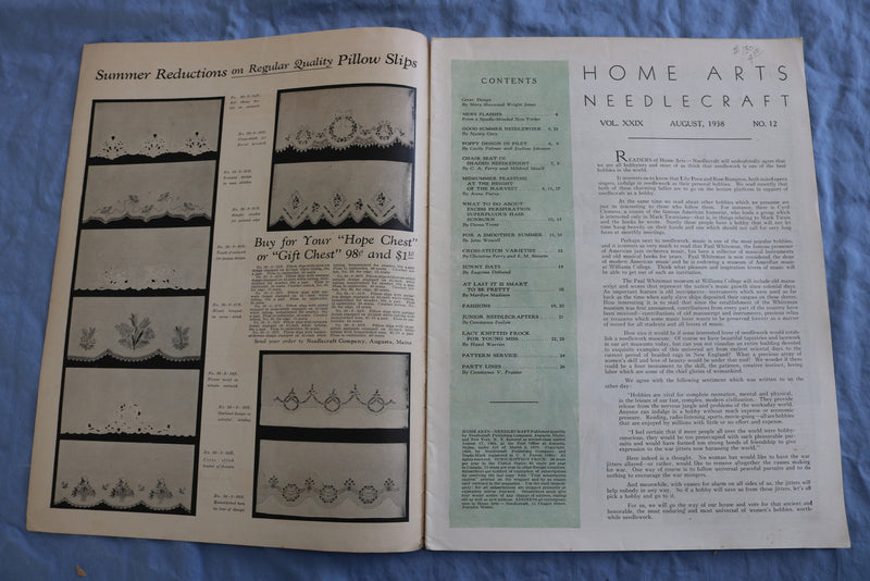 1938 AUGUST HOME ARTS NEEDLECRAFT MAGAZINE - SUMMER NEEDLEWORK - SP 4784K