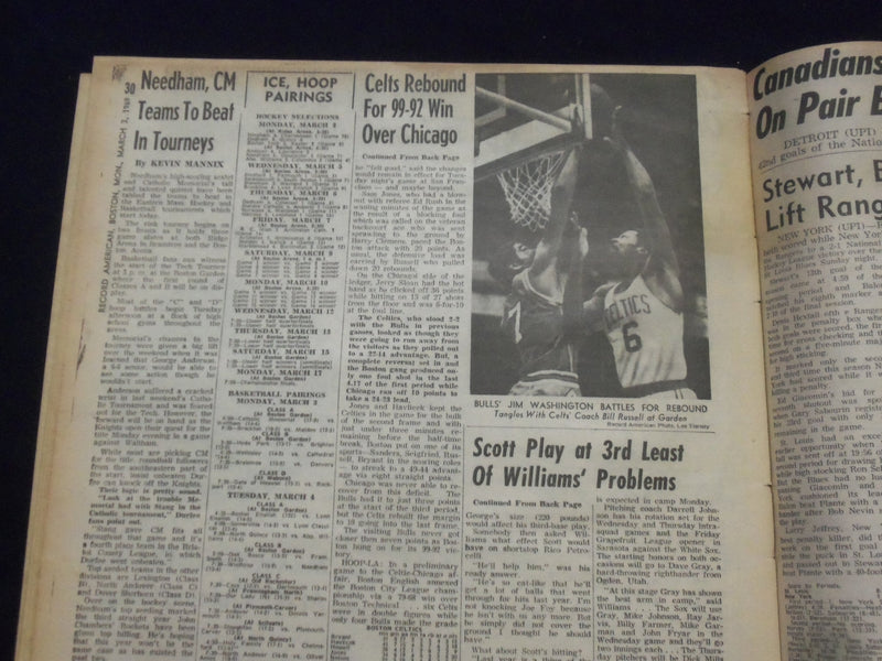 1969 MAR 3 BOSTON RECORD AMERICAN NEWSPAPER - ESPOSITO GETS 101 POINTS - NP 6321