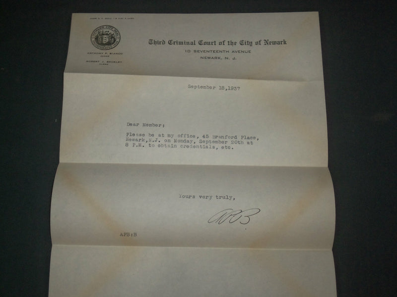 1937 NEWARK NJ THIRD CRIMINAL COURT STAMPED ENVELOPES & LETTERS LOT OF 6- O 1164