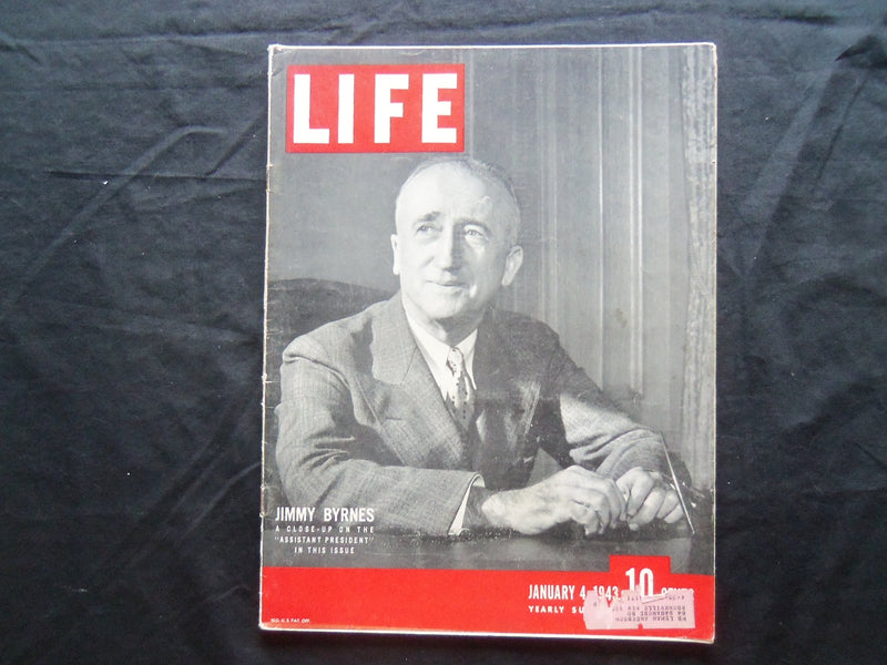 1943 JANUARY 4 LIFE MAGAZINE - ASSISTANT TO THE PRESIDENT JIMMYBYMES - L 320