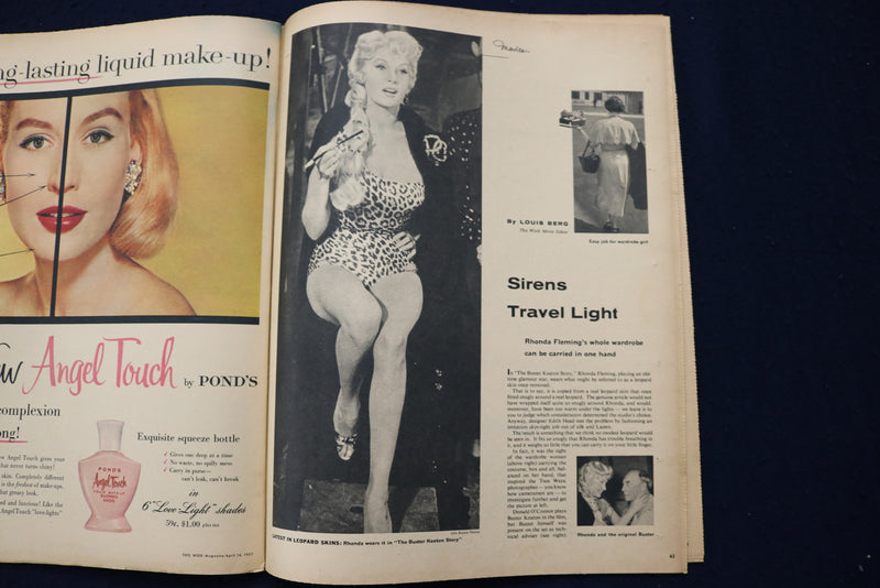 1957 APRIL 14 THIS WEEK MAGAZINE - RHONDA FLEMMING ARTICLE AND PHOTO - E 22999