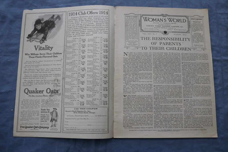1914 MARCH WOMAN'S WORLD MAGAZINE - ILLUSTRATIONS/STORIES/ADS - SP 4783I
