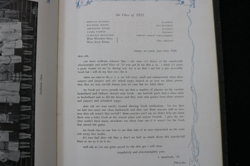 1930 TOM TOM OWEGO FREE ACADEMY YEARBOOK - OWEGO NEW YORK - SOFTCOVER - YB 3475