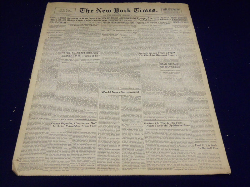 1947 DECEMBER 17 NEW YORK TIMES - TRUMAN TO AID EUROPEAN RECOVERY - NT 3296