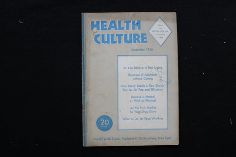 1936 SEP HEALTH CULTURE MAGAZINE - DO YOU BELIEVE IN FAST LIVING COVER - K 368