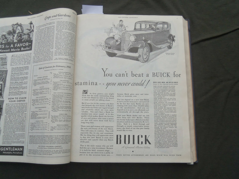 1933 JANUARY-DECEMBER COUNTRY GENTLEMAN BOUND MAGAZINE VOLUME -NICE ADS - R 731T