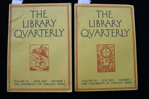 1969 THE LIBRARY QUARTERLY SOFTCOVER BOOKS - LOT OF 2 -UNIV OF CHI. PRESS-K 2240
