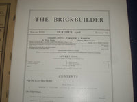 1908 OCTOBER THE BRICKBUILDER MAGAZINE - AN ARCHITECTURAL MONTHLY - ST 258K