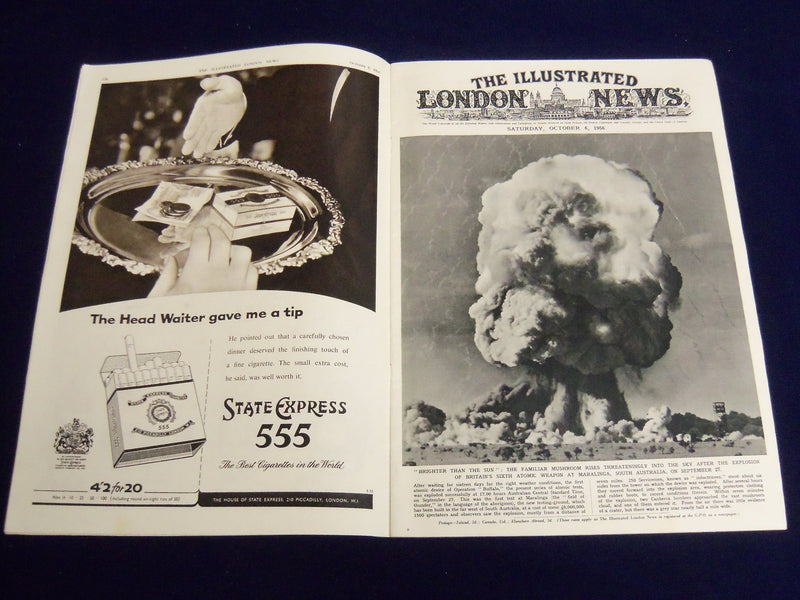 1956 OCTOBER 6 ILLUSTRATED LONDON NEWS MAGAZINE - ATOMIC WEAPON COVER - E 8064