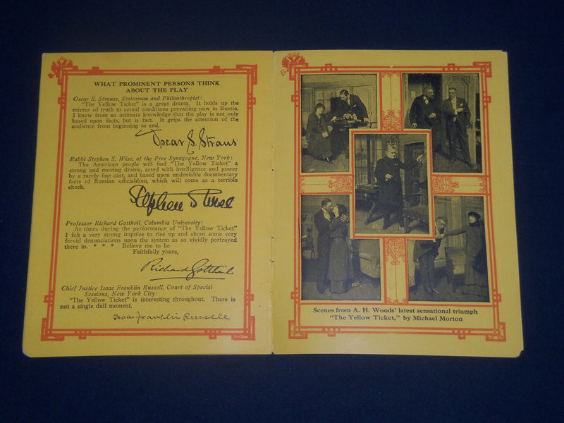 1914 THE YELLOW TICKET TREMONT THEATRE PROGRAM - BOSTON - MICHAEL MORTON- J 4221