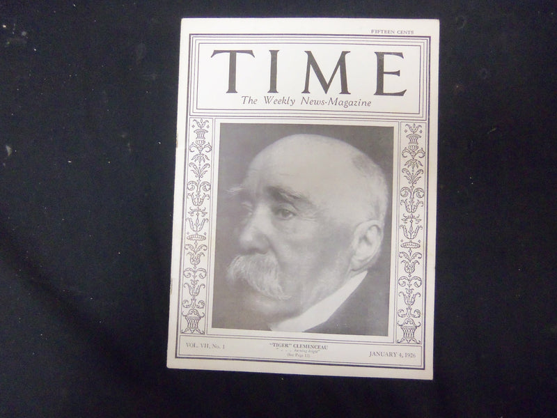 1926 JANUARY 4 TIME MAGAZINE - 