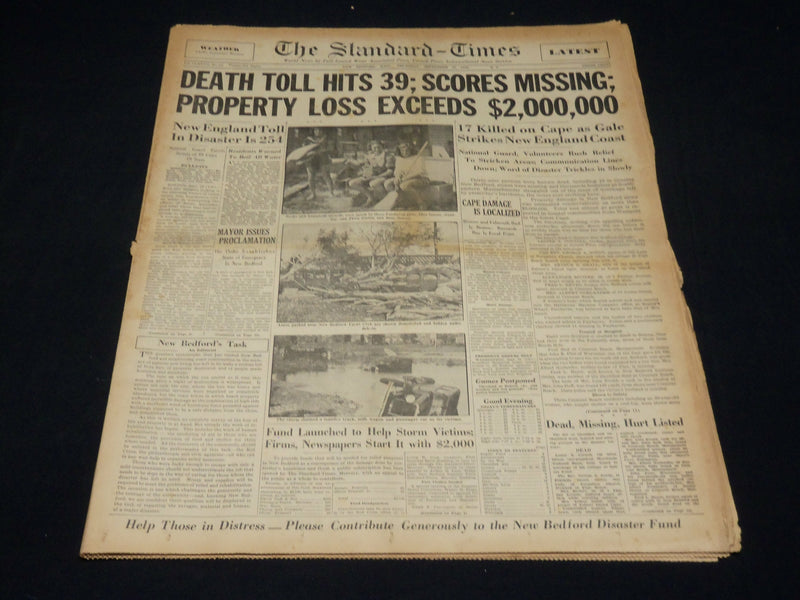1938 SEPTEMBER 22 NEW BEDFORD STANDARD TIMES - 17 KILLED IN CAPE - NT 8910