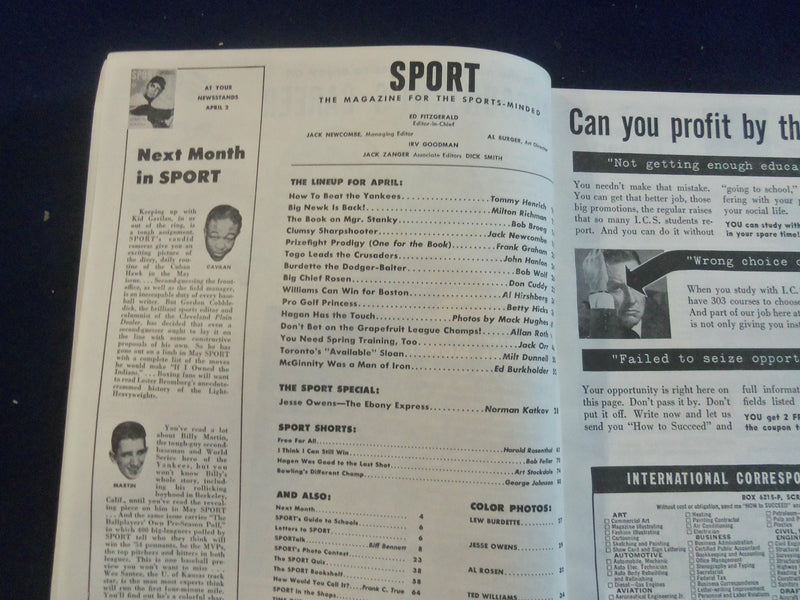 1954 APRIL SPORT MAGAZINE - DON NEWCOMBE COVER - SPRING TRAINING ISSUE - ST 7247