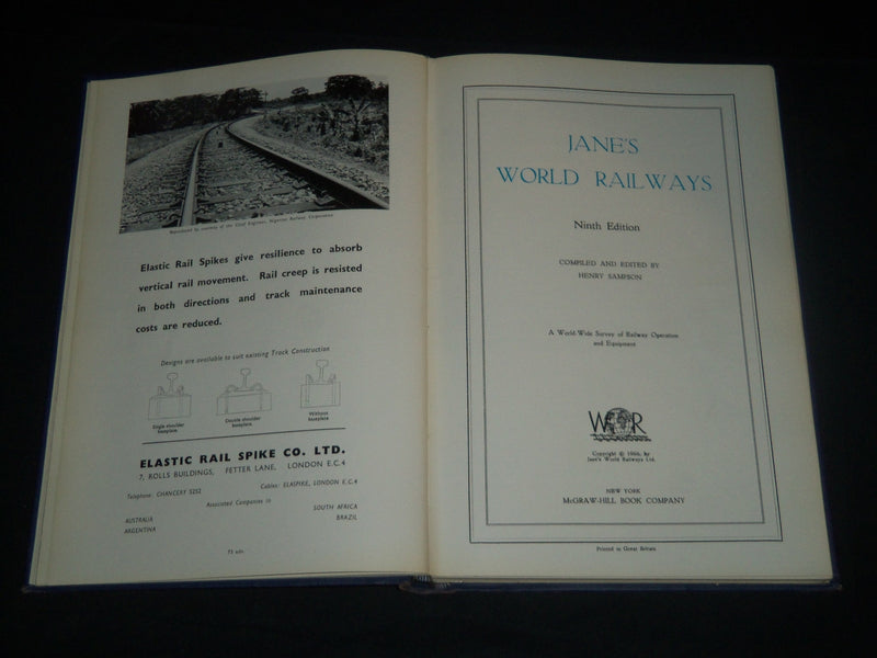 1966 JANE'S WORLD RAILWAYS BOOK - 9TH EDITION - NICE ADVERTISEMENTS - R 275M