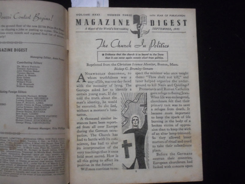 1945 SEPTEMBER MAGAZINE DIGEST MAGAZINE - J 9970
