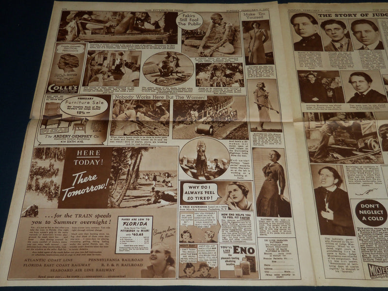 1937 FEB 7 THE PITTSBURGH PRESS SUNDAY METRO GRAVURE - ABRAHAM LINCOLN - NP 4536