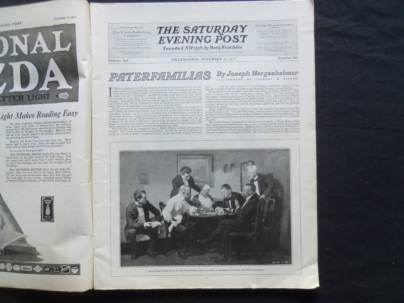 1917 NOVEMBER 17 THE SATURDAY EVENING POST MAGAZINE - ILLUSTRATED COVER - SP 830