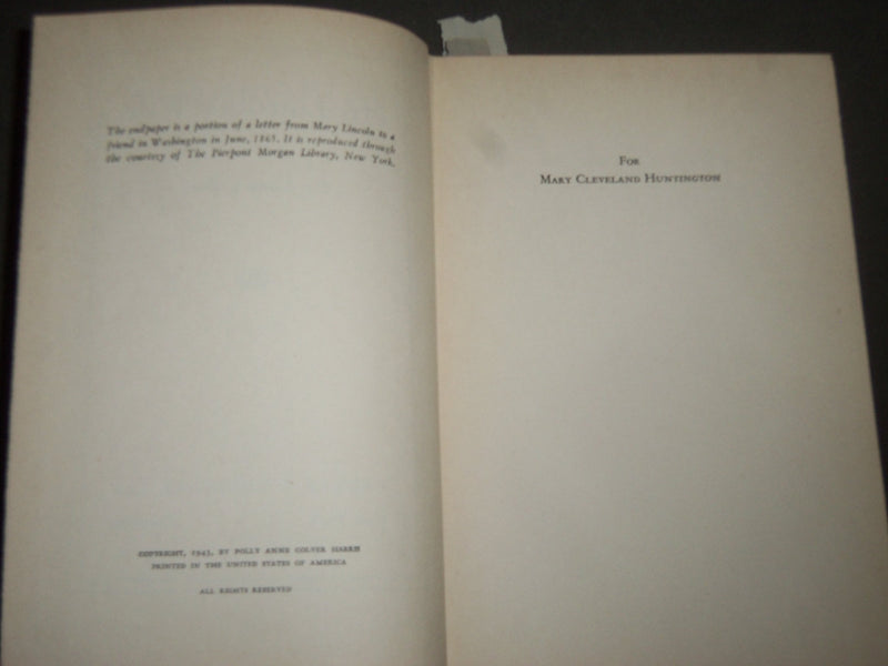 1943 MR. LINCOLN'S WIFE BY ANNE COLVER HARDCOVER BOOK - KD 4426