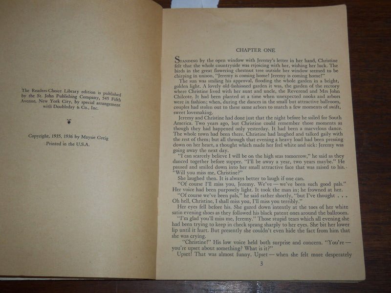 1936 DON'T WAIT FOR LOVE SOFTCOVER BOOK BY MAYSIE GREIG - K 1154