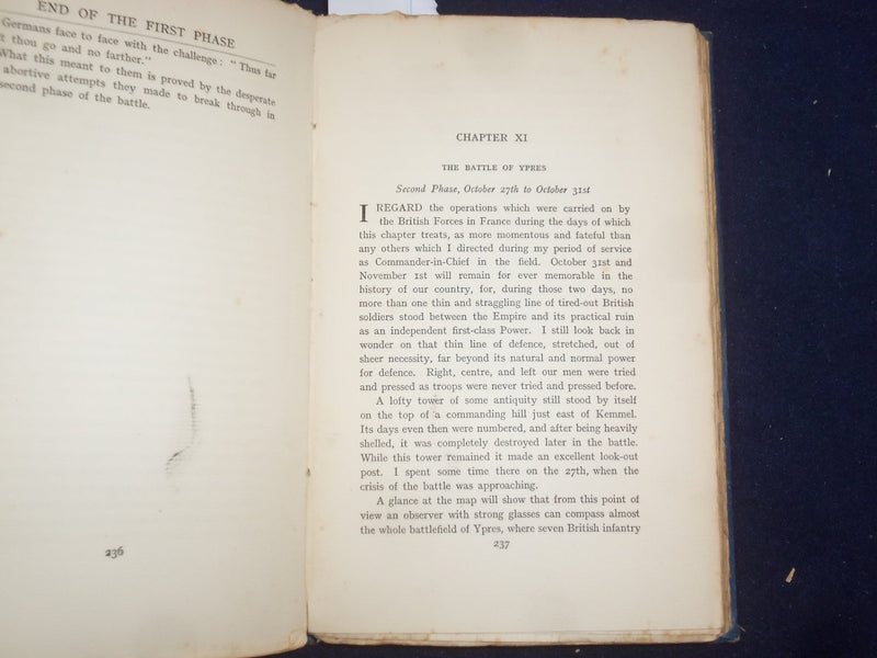 1914 FIELD-MARSHAL VISCOUNT FRENCH OF YPRES HARDCOVER BOOK WITH MAPS - KD 9092