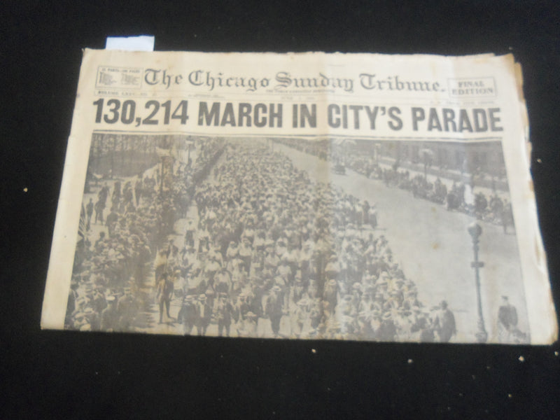 1916 CHICAGO SUNDAY TRIBUNE NEWSPAPER - 130,214 MARCH IN CITY'S PARADE - NP 5760