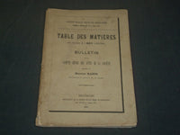 1902 TABLE DES MATIERES FRENCH BOOK - SOCIETE ROYALE BELGE - J 5913