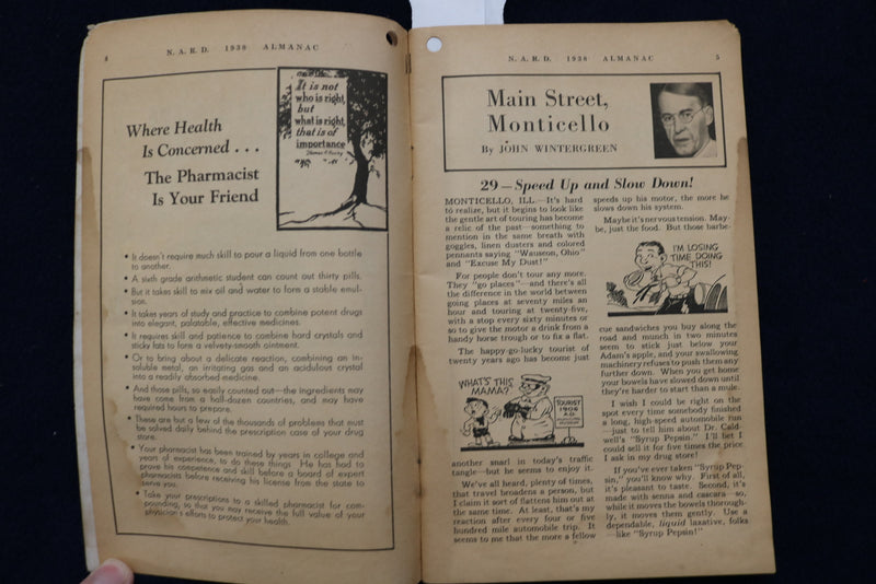 1938 NARD ALMANAC - MEIER DRUG COMPANY - COLUMBIA CITY, IN - SOFTCOVER - K 1493