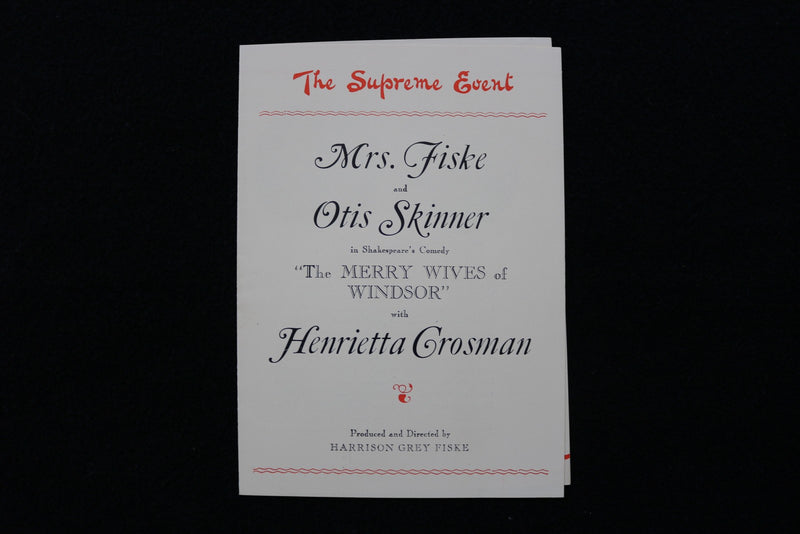 1920'S THE MERRY WIVES OF WINDSOR PROMO - MRS. FISKE & OTIS SKINNER - K 2768