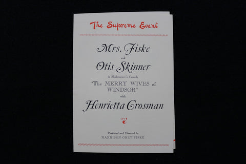 1920'S THE MERRY WIVES OF WINDSOR PROMO - MRS. FISKE & OTIS SKINNER - K 2768