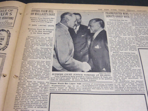 1939 JANUARY 13 NEW YORK TIMES - FRANKFURTER WINS SENATE GROUP VOTE - NT 6845