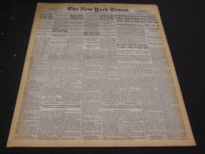1930 AUGUST 21 NEW YORK TIMES - GOVERNOR MAPS CITY BENCH INQUIRY - NT 4196