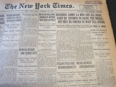 1927 DECEMBER 23 NEW YORK TIMES - RESCUERS ADMIT S-4 MEN ARE ALL DEAD - NT 6303