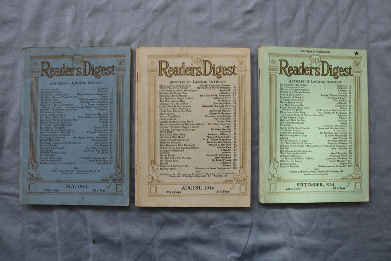 1934 READER'S DIGEST MAGAZINE - COMPLETE YEAR - LOT OF 12 - O 3869