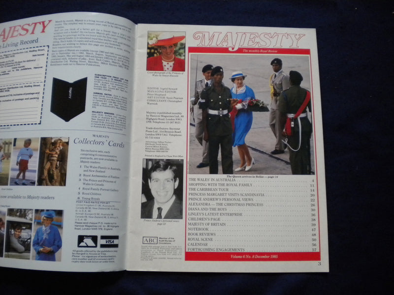 1985 DECEMBER MAJESTY MAGAZINE - PRINCESS DIANA - PRINCE CHARLES - B 2875J