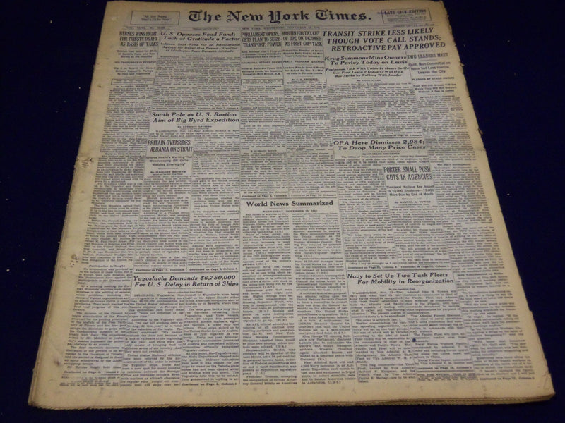 1946 NOVEMBER 13 NEW YORK TIMES - TRANSIT STRIKE LESS LIKELY - NT 3131