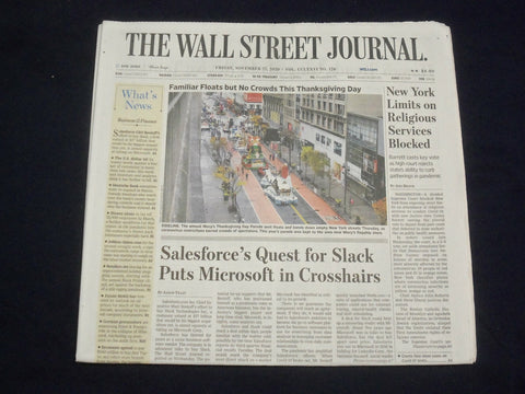 2020 NOV 27 THE WALL STREET JOURNAL - N.Y. LIMITS ON RELIGIOUS SERVICES BLOCKED