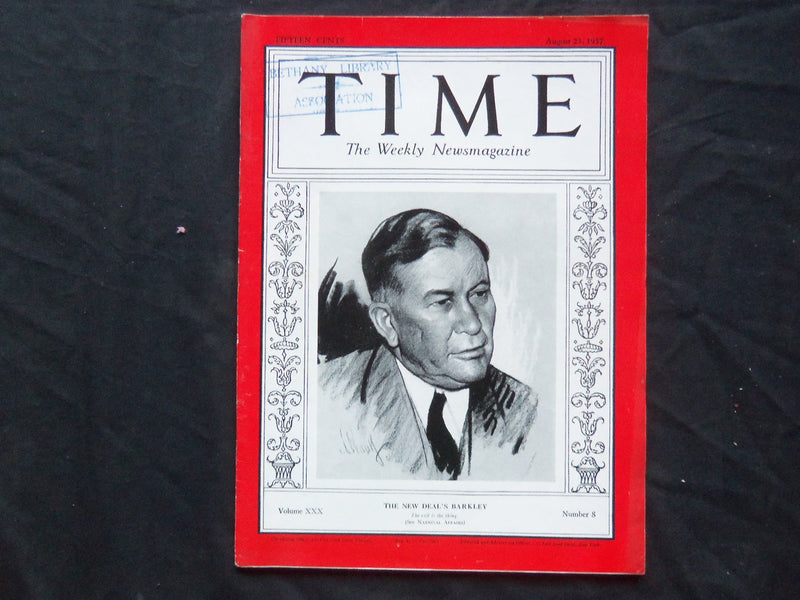 1937 AUGUST 23 TIME MAGAZINE - SENATOR ALBEN BARKLEY - T 576