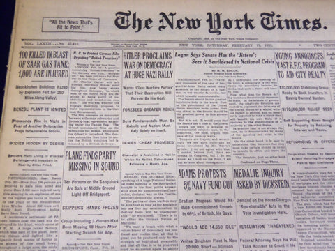 1933 FEBRUARY 11 NEW YORK TIMES - SAAR GAS TANK BLAST - NT 4171