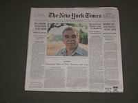 2014 APRIL 18 NEW YORK TIMES - GABRIEL GARCIA MARQUEZ DIED - 1927-2014
