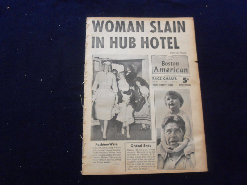 1959 JUNE 6 BOSTON AMERICAN NEWSPAPER - WOMAN SLAIN IN HUB HOTEL - NP 6227