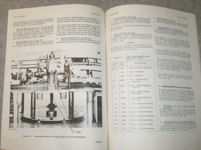 1964 HEWLETT PACKARD MODEL 650A TEST OSCILLATOR MANUAL - J 6303