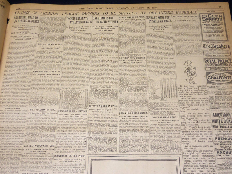 1918 JANUARY 14 NEW YORK TIMES - AMPLE COAL FOR CITY'S NEED - NT 7923