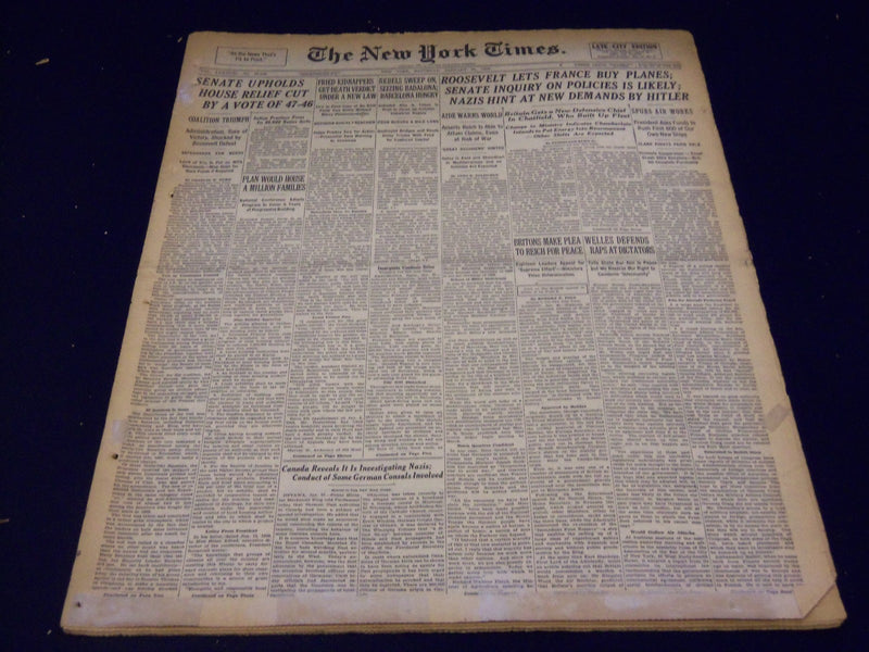 1939 JAN 28 NEW YORK TIMES - REBELS SEIZE BADALONA NAZIS HINT AT DEMANDS- NT 598