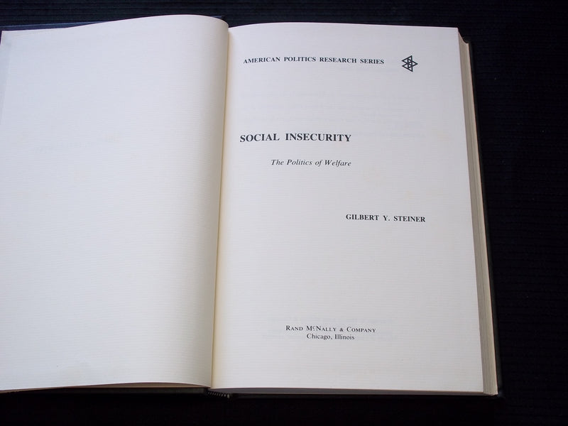 1966 SOCIAL INSECURITY THE POLITICS OF WELFARE HARDCOVER BOOK - KD 7603