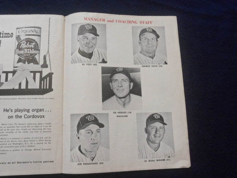 1967 WASHINGTON SENATORS VS. NEW YORK YANKEES SCORECARD - J 8399