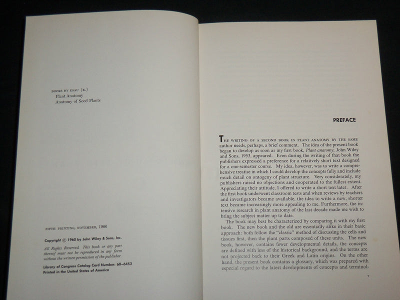 1966 ANATOMY OF SEED PLANTS HARDCOVER BOOK BY KATHERINE ESAU - KD 6949