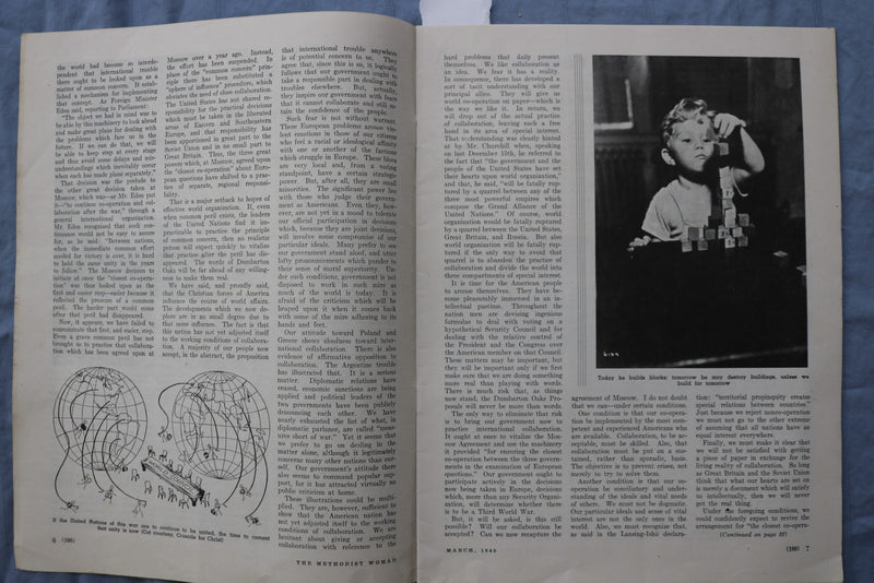 1945 MARCH THE METHODIST WOMAN - JOHN FOSTER DULLES - SOFTCOVER BOOK - K 3000