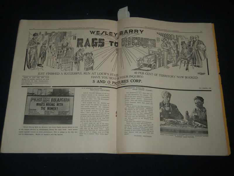 1922 NOVEMBER 9 MOTION PICTURE BULLETIN OF CALIFORNIA MAGAZINE - J 3906