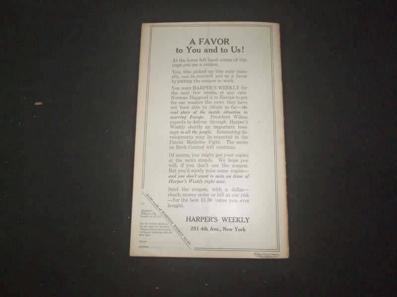 1915 MAY 15 HARPER'S WEEKLY MAGAZINE - THE SLAUGHTER OF THE LAST BORN - SP 1520G