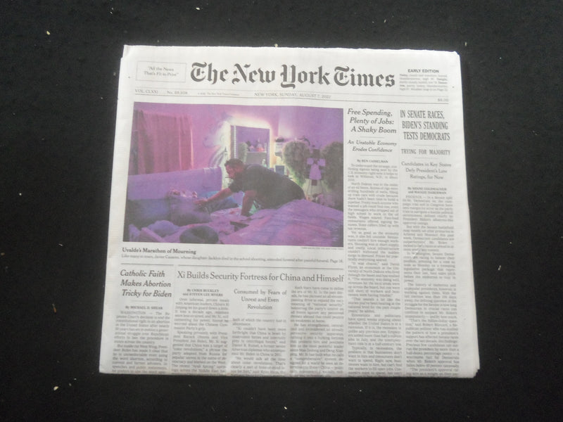 2022 AUGUST 7 NEW YORK TIMES - IN SENATE RACES, BIDEN'S STANDING TESTS DEMOCRATS